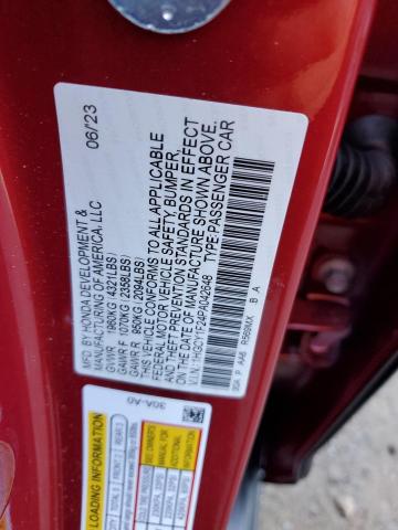 1HGCY1F24PA042648 - 2023 HONDA ACCORD LX RED photo 12