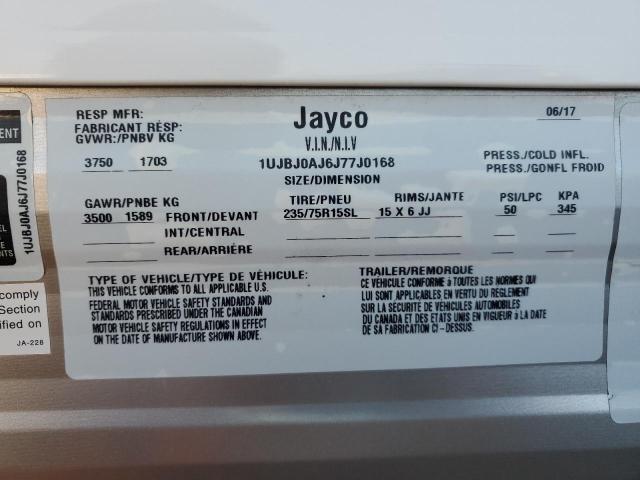 1UJBJ0AJ6J77J0168 - 2018 JAY JAYCO WHITE photo 10