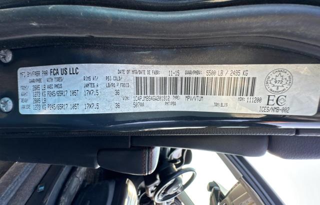 1C4PJMBS4GW201912 - 2016 JEEP CHEROKEE TRAILHAWK GRAY photo 10