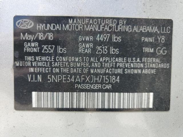 5NPE34AFXJH715184 - 2018 HYUNDAI SONATA SPORT Srebrny zdjęcie 13
