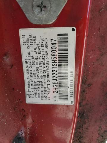 2HGEJ2221SH580047 - 1995 HONDA CIVIC DX RED photo 12