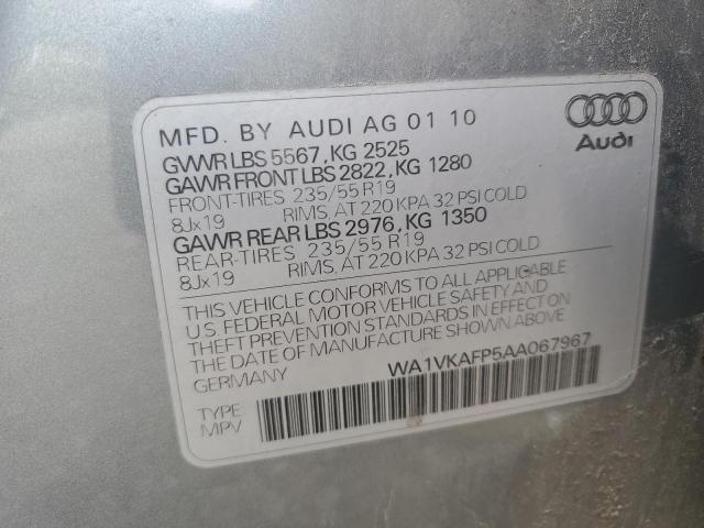 WA1VKAFP5AA067967 - 2010 AUDI Q5 PRESTIGE SILVER photo 13