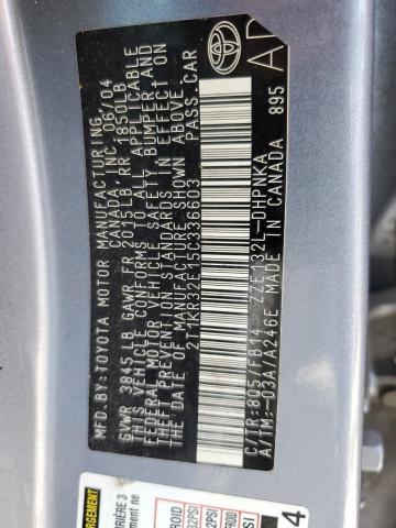 2T1KR32E15C336603 - 2005 TOYOTA COROLLA MA XR BLUE photo 13