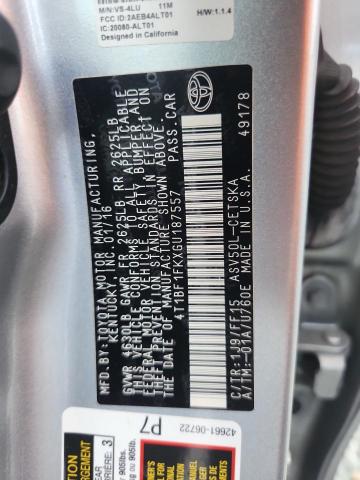 4T1BF1FKXGU187557 - 2016 TOYOTA CAMRY LE ვერცხლისფერი ფოტო 12