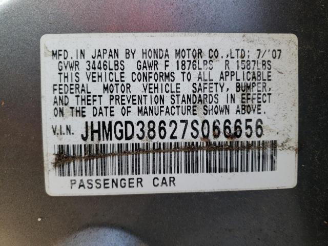 JHMGD38627S066656 - 2007 HONDA FIT S 银色 照片 12