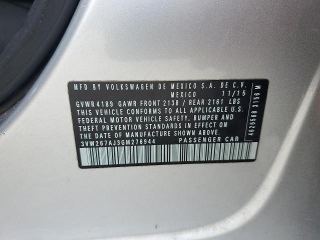 3VW267AJ3GM276944 - 2016 VOLKSWAGEN JETTA S SILVER photo 12