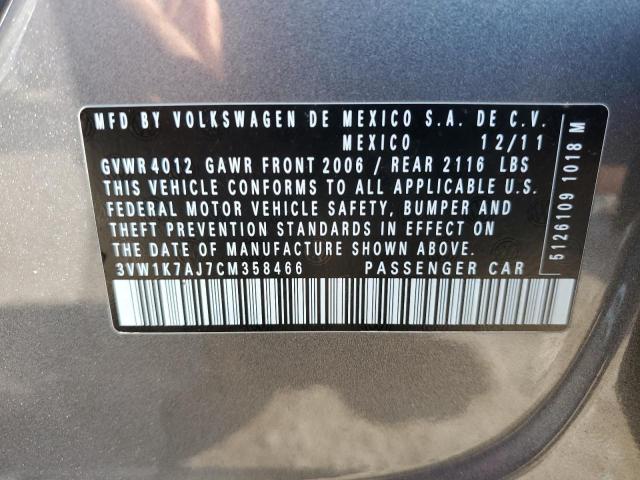3VW1K7AJ7CM358466 - 2012 VOLKSWAGEN JETTA BASE 石墨色 照片 13