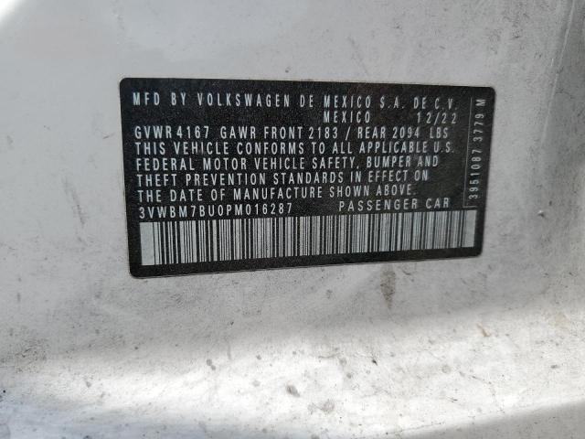 3VWBM7BU0PM016287 - 2023 VOLKSWAGEN JETTA SPORT 白色 照片 12