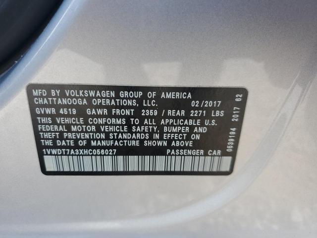 1VWDT7A3XHC056027 - 2017 VOLKSWAGEN PASSAT R-LINE Silber Foto 12
