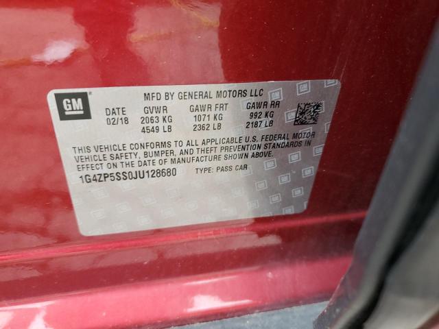 1G4ZP5SS0JU128680 - 2018 BUICK LACROSSE ESSENCE Красный фото 12
