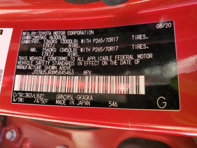 JTENU5JRXM5845463 - 2021 TOYOTA 4RUNNER SR5/SR5 PREMIUM 红色 照片 13