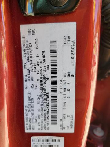 1FT7W2B62KEC27058 - 2019 FORD F250 SUPER DUTY RED photo 12