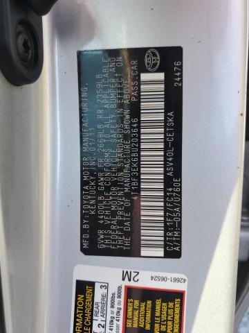 4T1BF3EK6BU203646 - 2011 TOYOTA CAMRY BASE SILVER photo 12