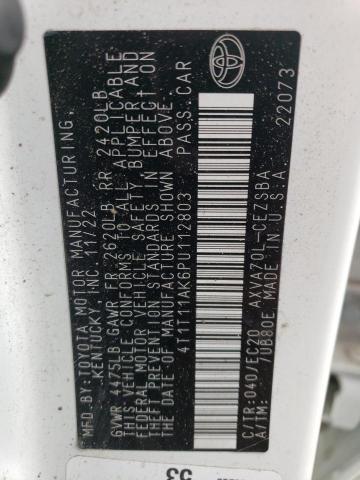 4T1T11AK6PU112803 - 2023 TOYOTA CAMRY SE NIGHT SHADE WHITE photo 12