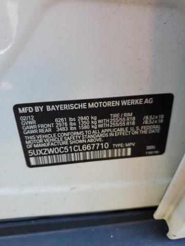 5UXZW0C51CL667710 - 2012 BMW X5 XDRIVE35D WHITE photo 10