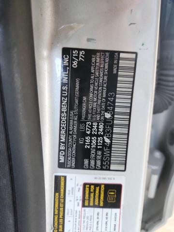 55SWF4KB3FU084743 - 2015 MERCEDES-BENZ C 300 4MATIC SILVER photo 12