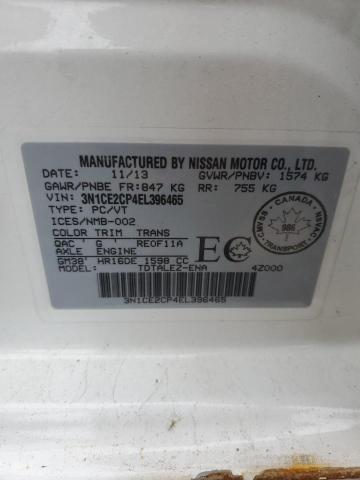 3N1CE2CP4EL396465 - 2014 NISSAN VERSA NOTE S WHITE photo 13