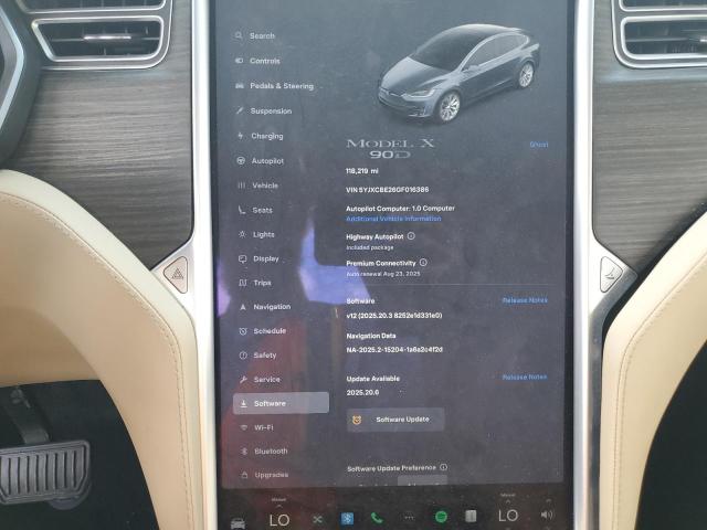 5YJXCBE26GF016386 - 2016 TESLA MODEL X CHARCOAL photo 9