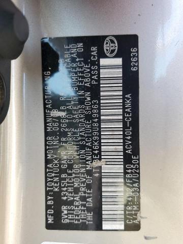 4T1BE46K99U849863 - 2009 TOYOTA CAMRY BASE Braun Foto 12