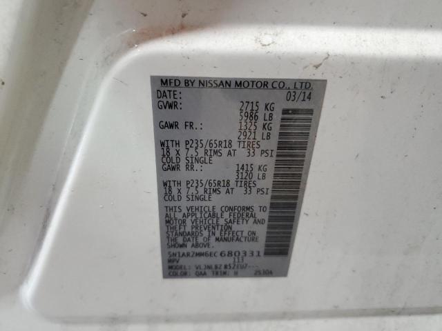 5N1AR2MM6EC680331 - 2014 NISSAN PATHFINDER S Սպիտակ լուսանկար 14