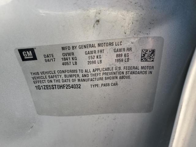 1G1ZE5ST0HF254032 - 2017 CHEVROLET MALIBU LT SILVER photo 12