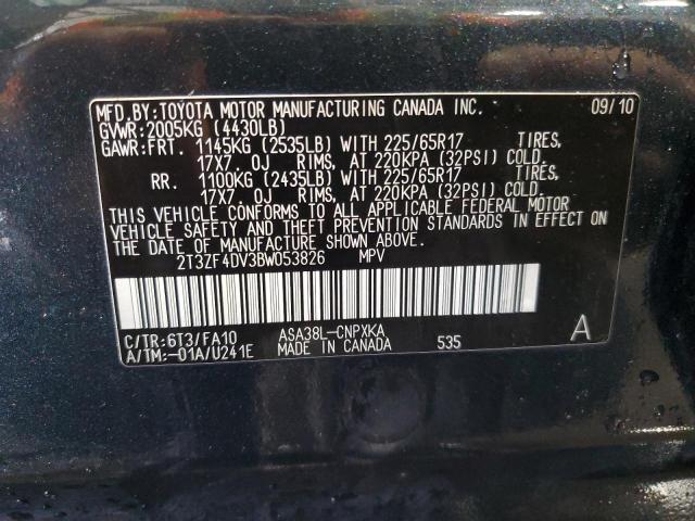 2T3ZF4DV3BW053826 - 2011 TOYOTA RAV4 BLUE photo 13