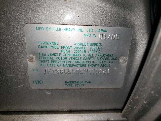 JF1SG65605H745821 - 2005 SUBARU FORESTER 2.5XS ვერცხლისფერი ფოტო 13