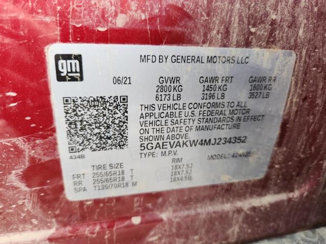 5GAEVAKW4MJ234352 - 2021 BUICK ENCLAVE ESSENCE RED photo 13