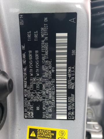5TDJKRFH8ES047183 - 2014 TOYOTA HIGHLANDER XLE SILVER photo 13
