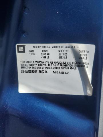 2G4WD582661200214 - 2006 BUICK LACROSSE CXL BLUE photo 12