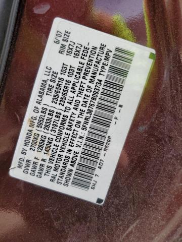 5FNRL38767B093734 - 2007 HONDA ODYSSEY EXL MAROON photo 14