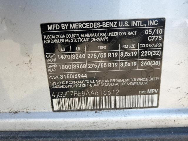4JGBF7BE8AA616612 - 2010 MERCEDES-BENZ GL 450 4MATIC SILVER photo 13