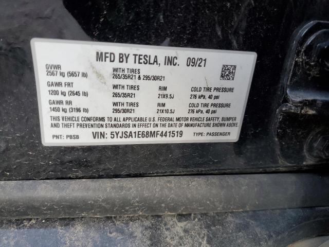 5YJSA1E68MF441519 - 2021 TESLA MODEL S BLACK photo 13