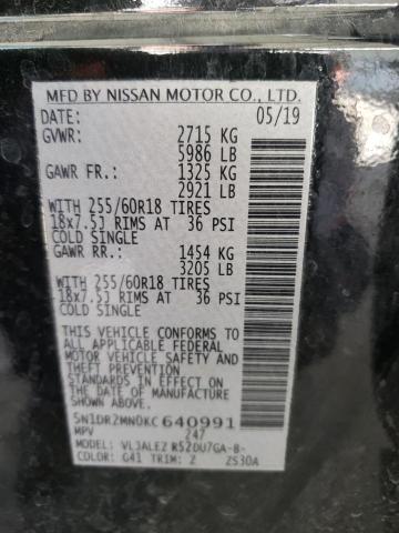 5N1DR2MN0KC640991 - 2019 NISSAN PATHFINDER S 黑色 照片 10