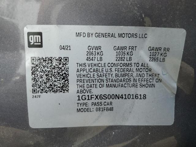 1G1FX6S00N4101618 - 2022 CHEVROLET BOLT EV 2LT GRAY photo 12