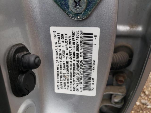 19XFB2F92DE088097 - 2013 HONDA CIVIC EXL SILVER photo 12