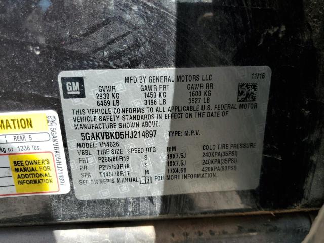 5GAKVBKD5HJ214897 - 2017 BUICK ENCLAVE Brązowy zdjęcie 13