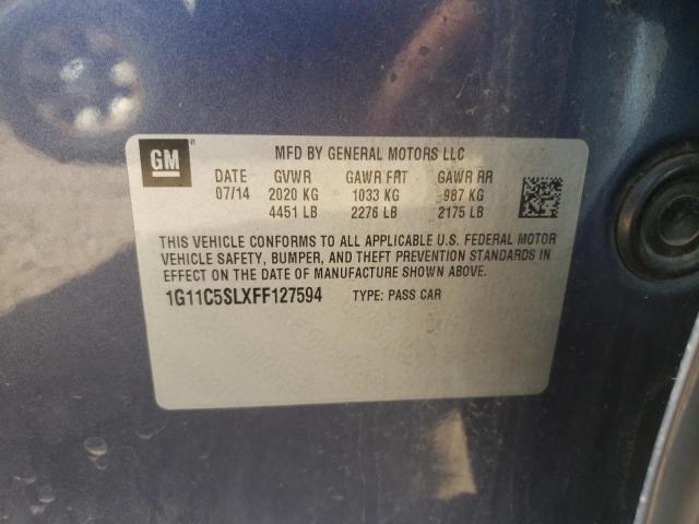 1G11C5SLXFF127594 - 2015 CHEVROLET MALIBU 1LT BLUE photo 12