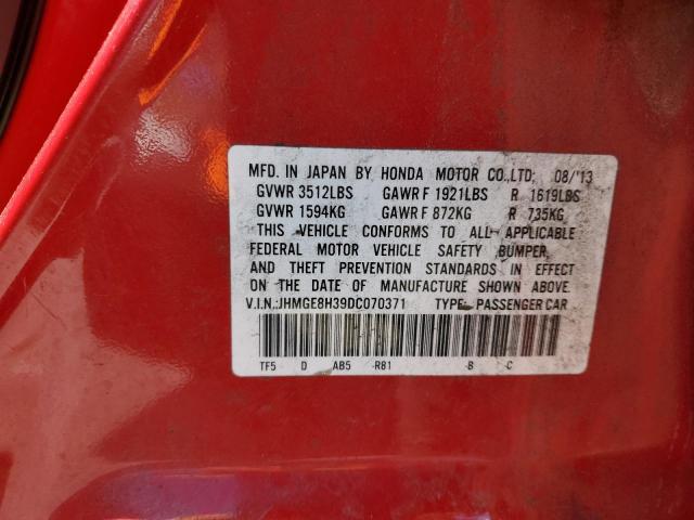 JHMGE8H39DC070371 - 2013 HONDA FIT RED photo 12