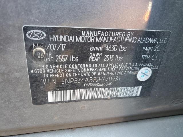 5NPE34AB7JH670931 - 2018 HYUNDAI SONATA SPORT ვერცხლისფერი ფოტო 12