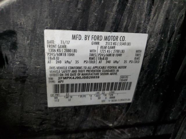 2FMPK4J90JBB28859 - 2018 FORD EDGE SEL BLACK photo 14