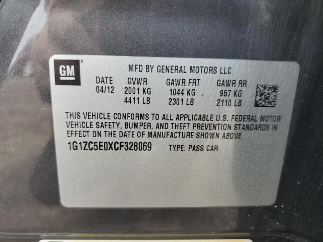 1G1ZC5E0XCF328069 - 2012 CHEVROLET MALIBU 1LT 石墨色 照片 12