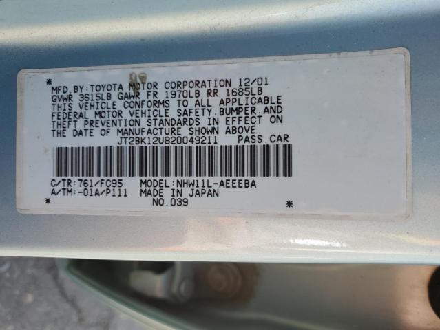 JT2BK12U820049211 - 2002 TOYOTA PRIUS BLUE photo 13