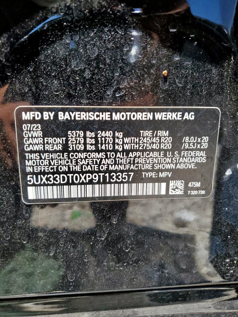 5UX33DT0XP9T13357 - 2023 BMW X4 XDRIVE30I BLACK photo 13