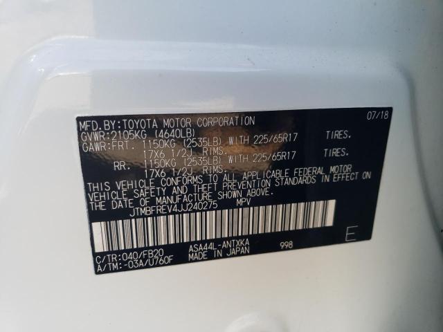 JTMBFREV4JJ240275 - 2018 TOYOTA RAV4 LE WHITE photo 13