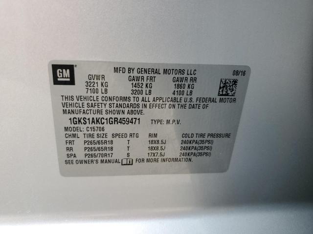 1GKS1AKC1GR459471 - 2016 GMC YUKON SLE GRAY photo 13