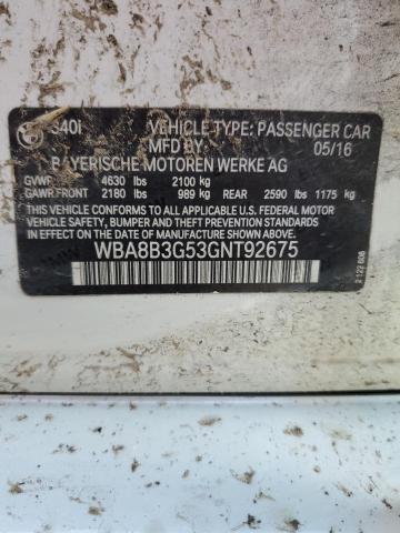 WBA8B3G53GNT92675 - 2016 BMW 340 I أبيض صورة 13