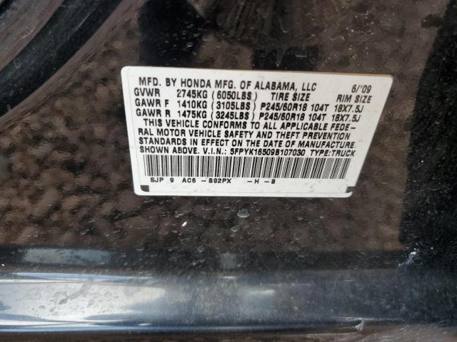 5FPYK16509B107030 - 2009 HONDA RIDGELINE RTL Qara foto 12