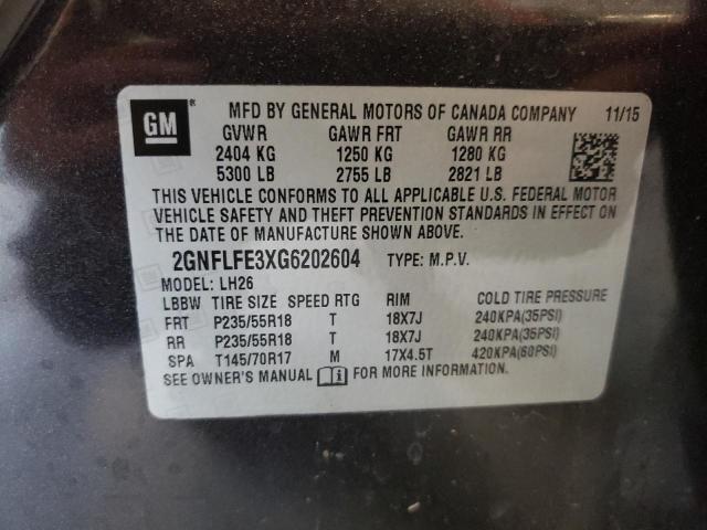 2GNFLFE3XG6202604 - 2016 CHEVROLET EQUINOX LT CHARCOAL photo 13