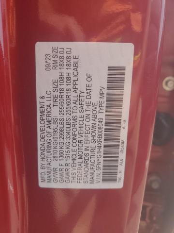 5FNYG1H4XRB008049 - 2024 HONDA PILOT EXL RED photo 13